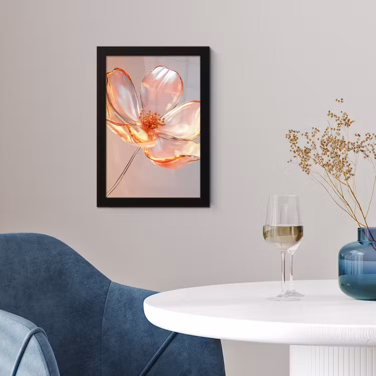 Glazen - Bloem - Roze fotolijst zwart zonder passe partout klein -sfeer4