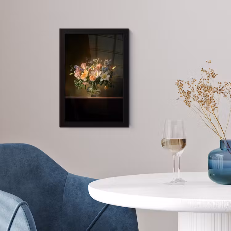 Glazen - Bloemen - Boeket - Kleuren fotolijst zwart zonder passe partout klein -sfeer4