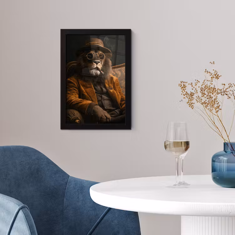 Bril - Leeuw - Bank - Hoed fotolijst zwart zonder passe partout klein -sfeer4