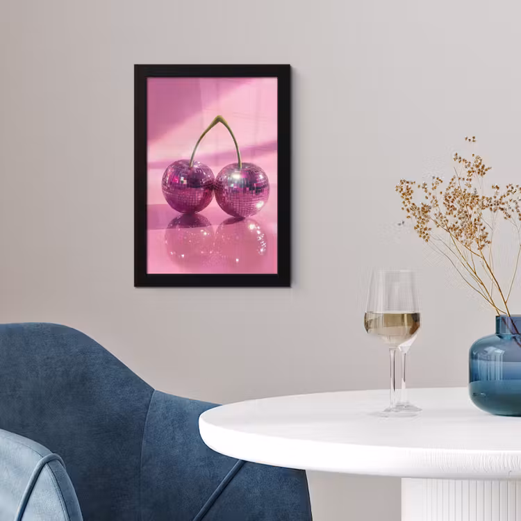 Glitter - Discobol - Roze - Kersen fotolijst zwart zonder passe partout klein -sfeer4