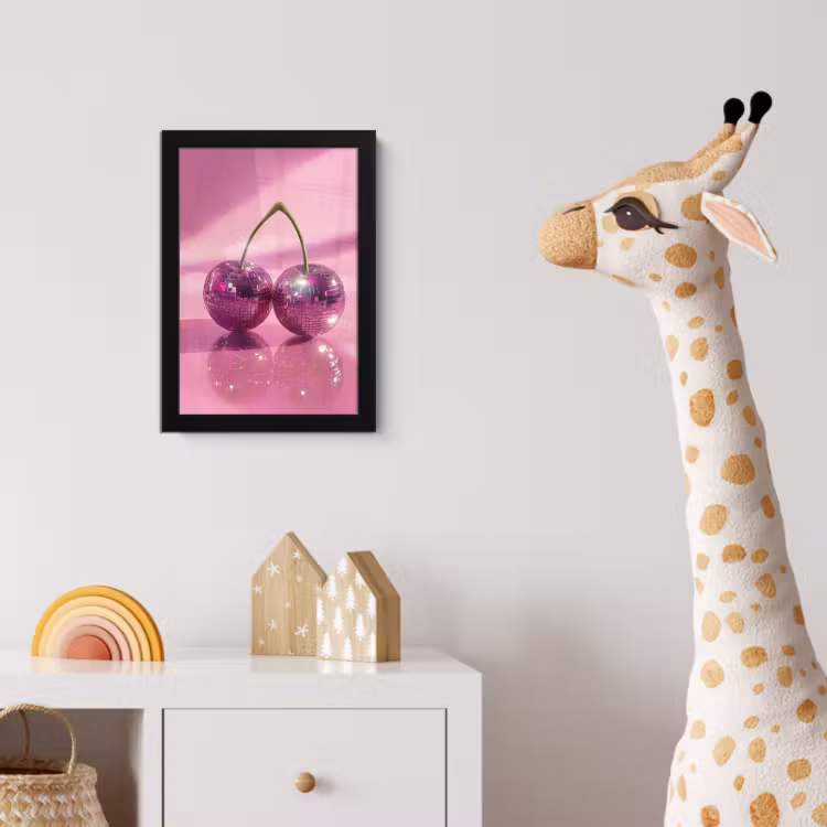 Glitter - Discobol - Roze - Kersen fotolijst zwart zonder passe partout klein -usfeer4_kinderkamer