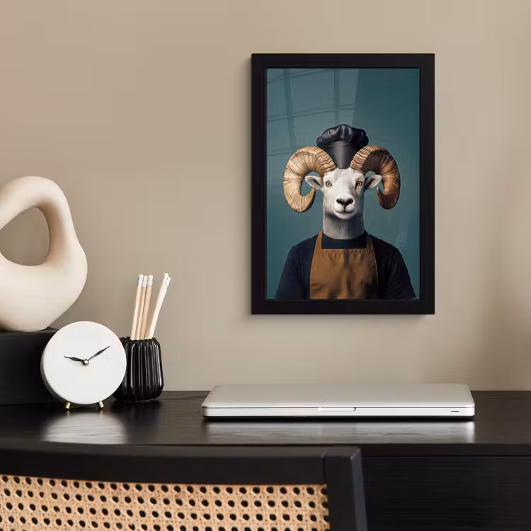 Geit - Hoorns - Kokskleding fotolijst zwart zonder passe partout klein -sfeer1