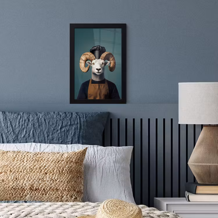 Geit - Hoorns - Kokskleding fotolijst zwart zonder passe partout klein -sfeer3