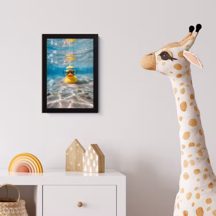 Duikbril - Eend - Water fotolijst zwart zonder passe partout klein -usfeer4_kinderkamer