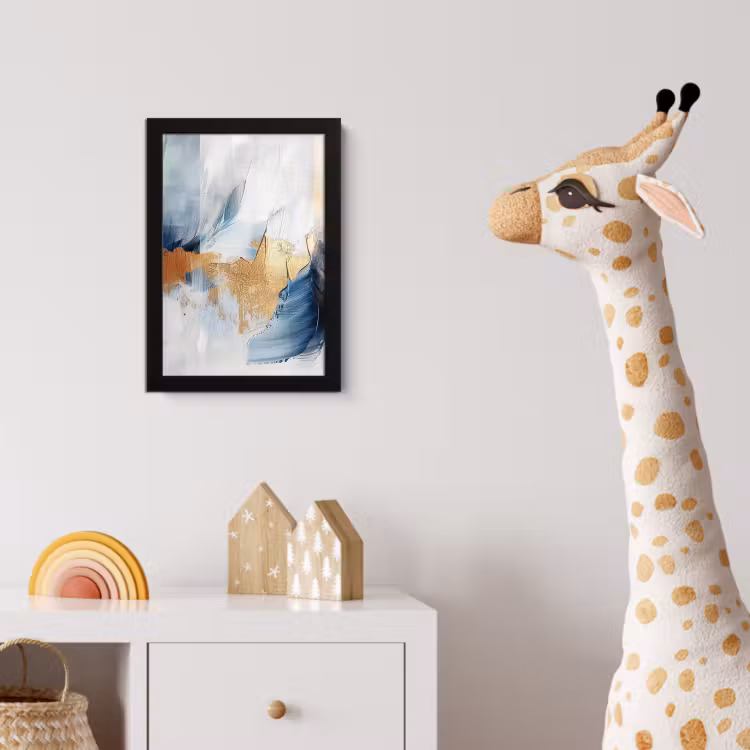 Goud - Blauw - Watercolor - Kunst - Modern fotolijst zwart zonder passe partout klein -usfeer4_kinderkamer