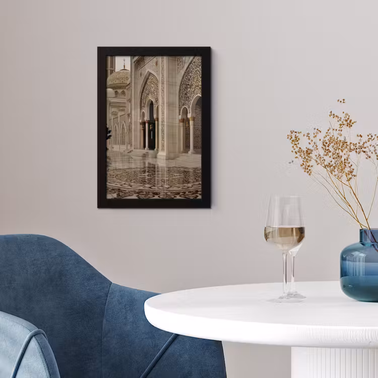 Gouden details - Marmer - Grote bogen fotolijst zwart zonder passe partout klein -sfeer4