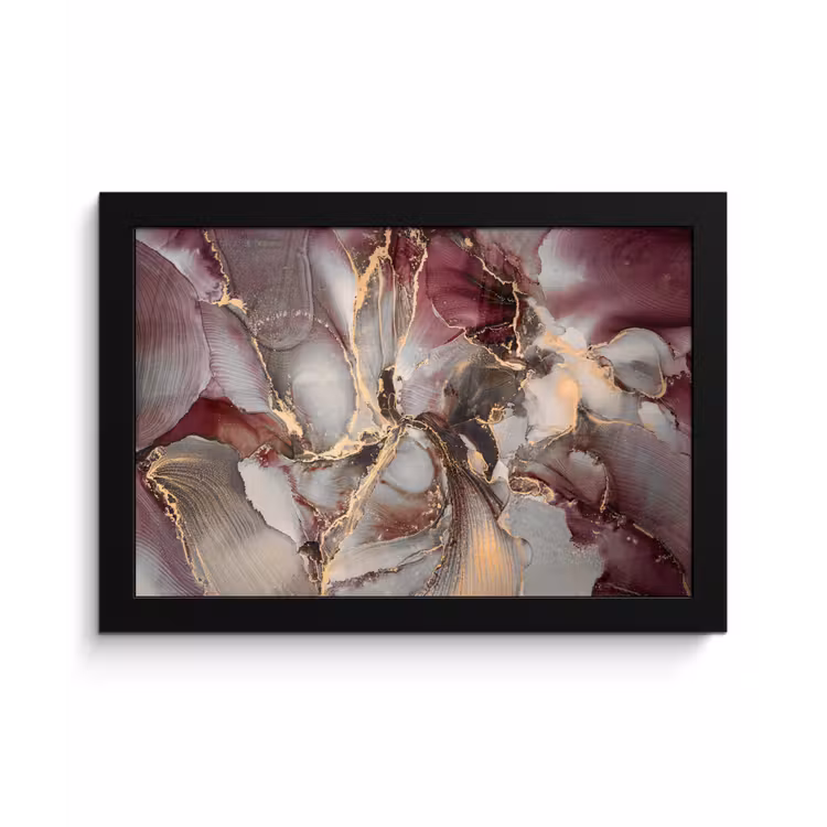 Goud - Marmer - Paars fotolijst zwart zonder passe partout klein -3d