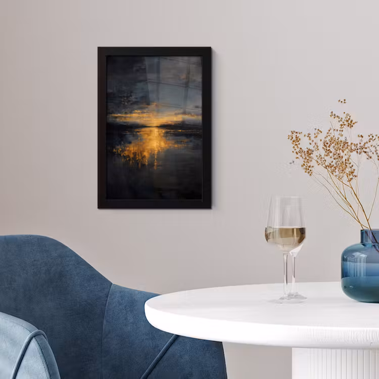 Gouden Reflectie op Water fotolijst zwart zonder passe partout klein -sfeer4
