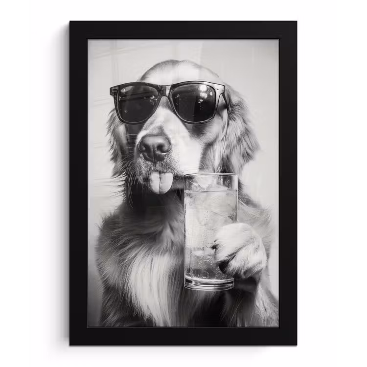 Golden retriever - Hond - Zonnebril - Gkas fotolijst zwart zonder passe partout klein -3d
