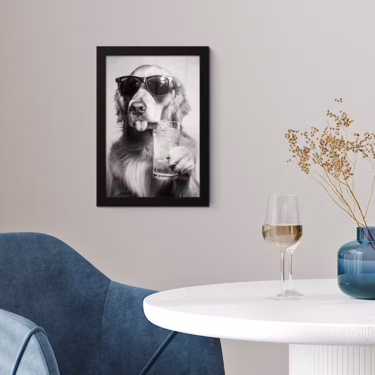 Golden retriever - Hond - Zonnebril - Gkas fotolijst zwart zonder passe partout klein -sfeer4