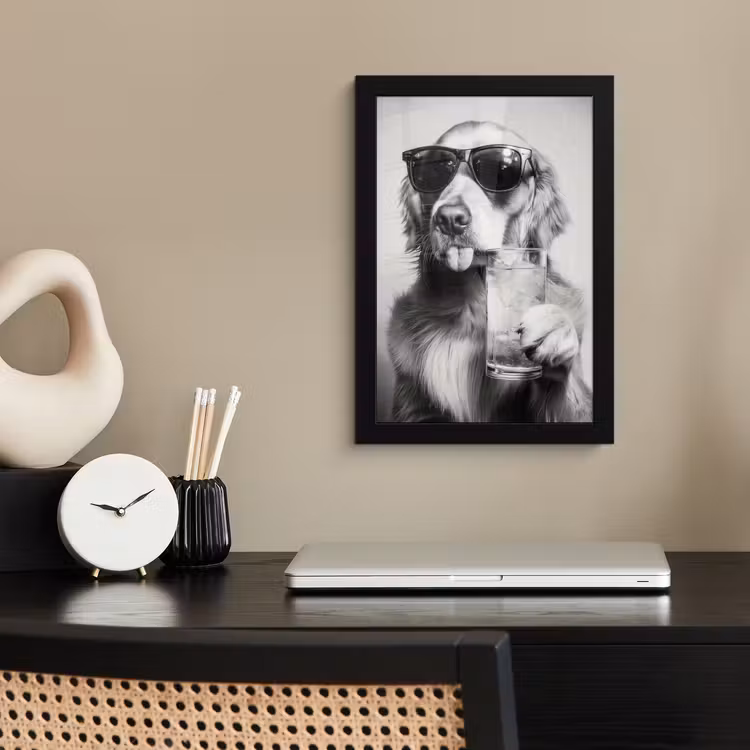 Golden retriever - Hond - Zonnebril - Gkas fotolijst zwart zonder passe partout klein -sfeer1