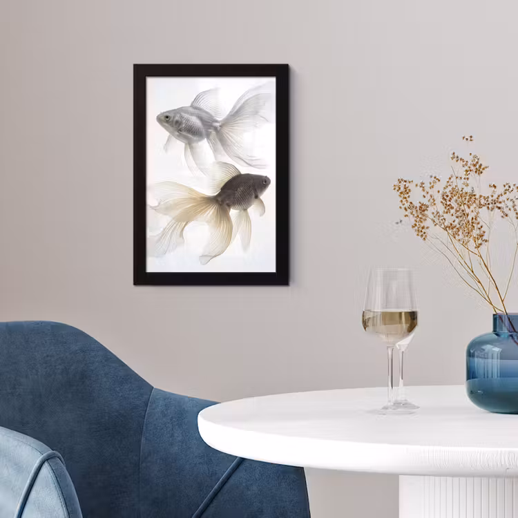 Goudvissen - Modern - Wit fotolijst zwart zonder passe partout klein -sfeer4