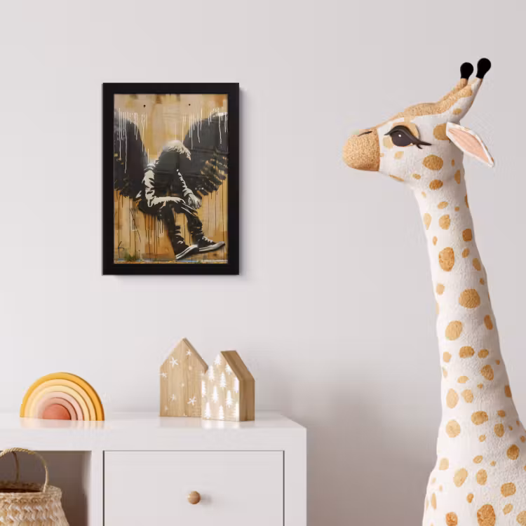 Graffiti - Kunst - Vleugels - Street art - Banksy fotolijst zwart zonder passe partout klein -usfeer4_kinderkamer