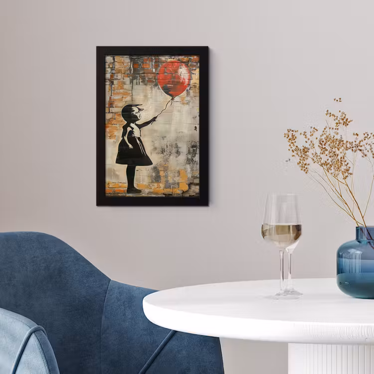 Graffiti - Banksy - Meisje - Street art fotolijst zwart zonder passe partout klein -sfeer4