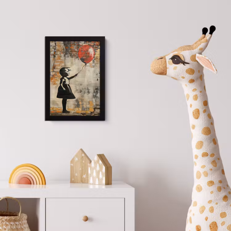 Graffiti - Banksy - Meisje - Street art fotolijst zwart zonder passe partout klein -usfeer4_kinderkamer