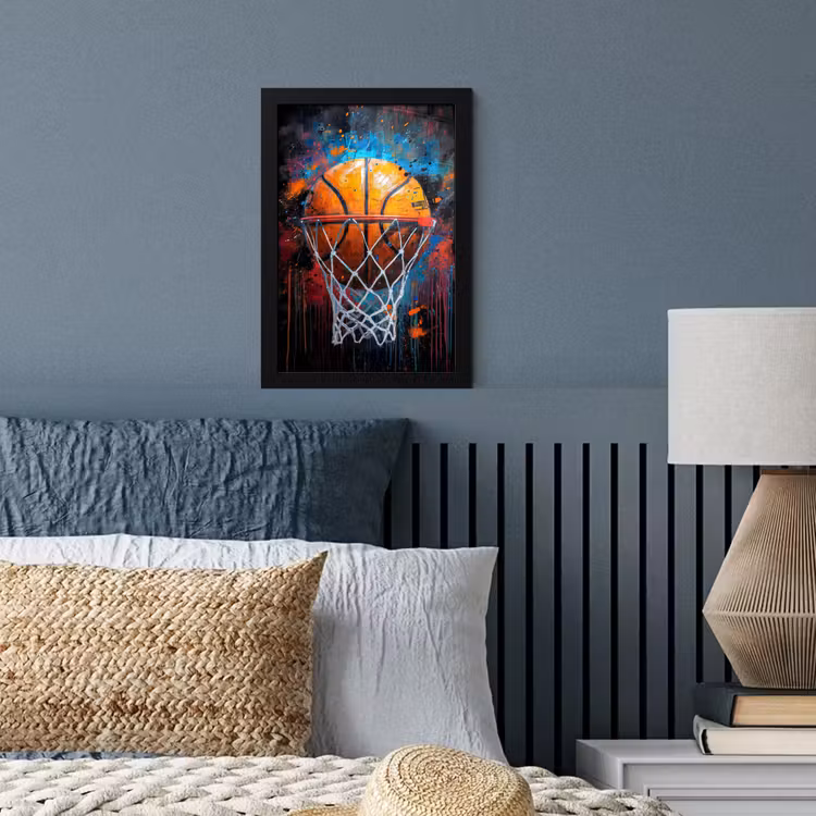 Graffiti - Basketbal - Sport - Zwart - Street art fotolijst zwart zonder passe partout klein -sfeer3
