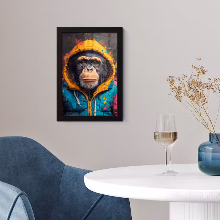 Graffiti - Chimpansee - Jas - Aap - Verf fotolijst zwart zonder passe partout klein -sfeer4