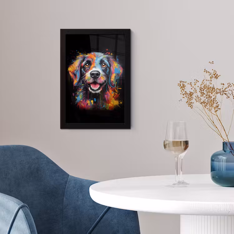 Graffiti - Hond - Zwart - Kleuren fotolijst zwart zonder passe partout klein -sfeer4