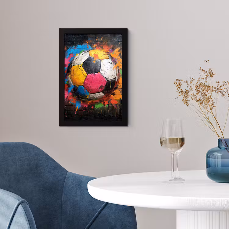 Graffiti - Voetbal - Muur - Street art - Sport fotolijst zwart zonder passe partout klein -sfeer4