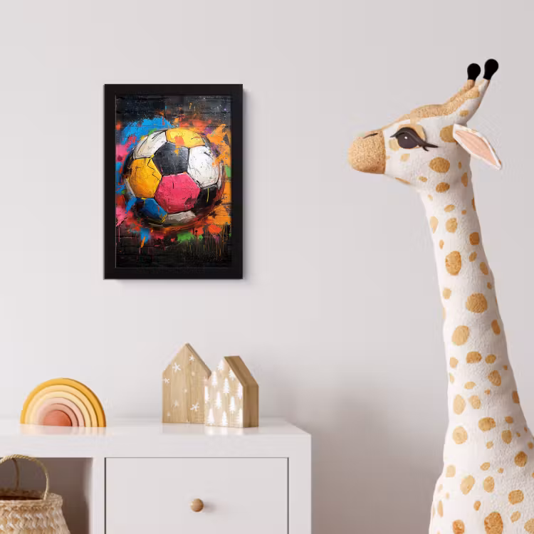 Graffiti - Voetbal - Muur - Street art - Sport fotolijst zwart zonder passe partout klein -usfeer4_kinderkamer