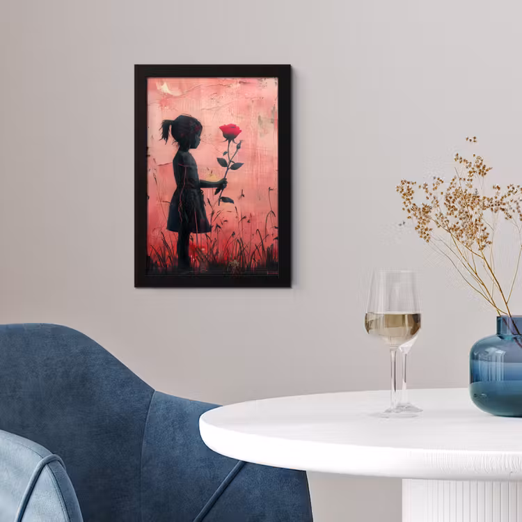 Graffiti - Meisje - Roze - Street art - Roos - Banksy fotolijst zwart zonder passe partout klein -sfeer4