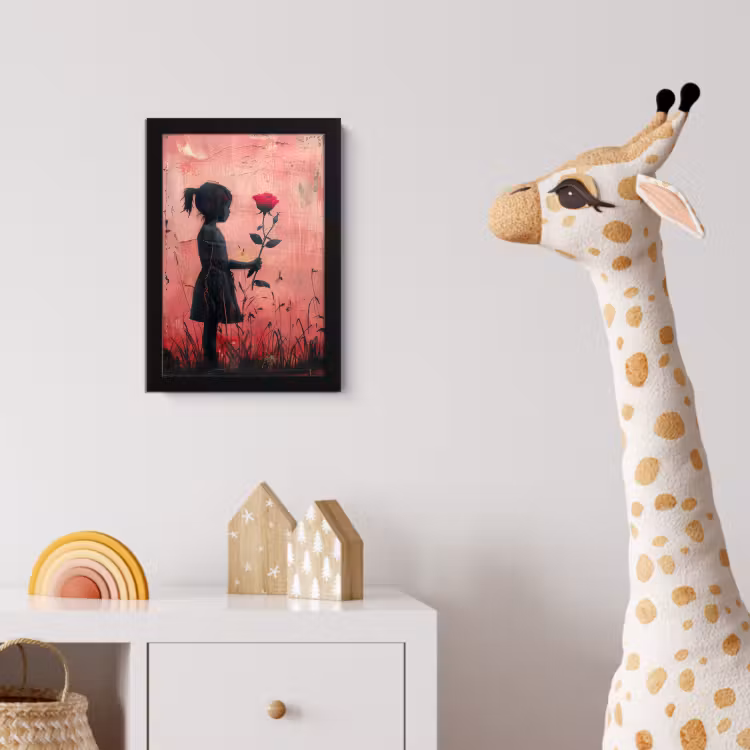 Graffiti - Meisje - Roze - Street art - Roos - Banksy fotolijst zwart zonder passe partout klein -usfeer4_kinderkamer