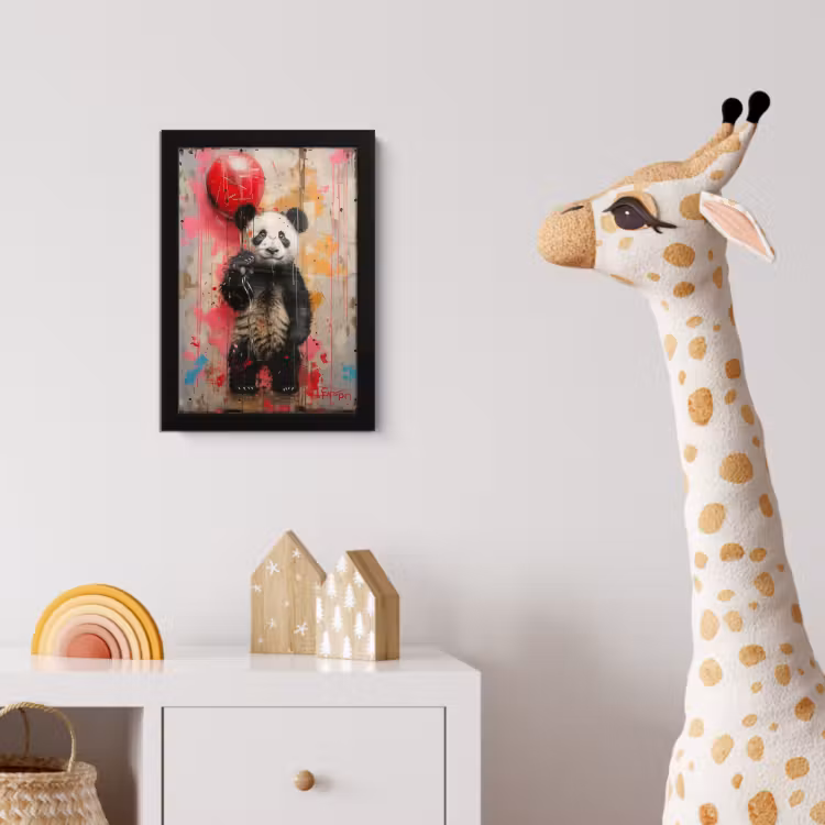 Graffiti - Panda - Ballon - Street art - Banksy fotolijst zwart zonder passe partout klein -usfeer4_kinderkamer