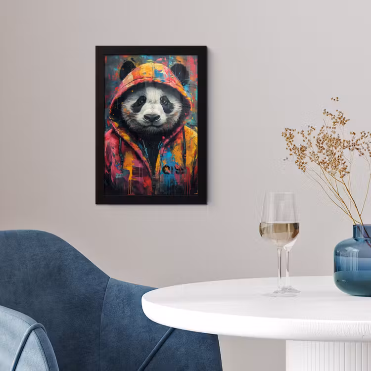 Graffiti - Panda - Jas - Kleurrijk fotolijst zwart zonder passe partout klein -sfeer4