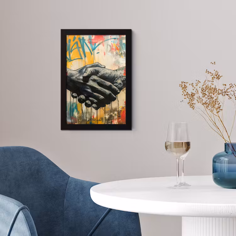Graffiti - Rozen - Handen - Street art - Banksy fotolijst zwart zonder passe partout klein -sfeer4