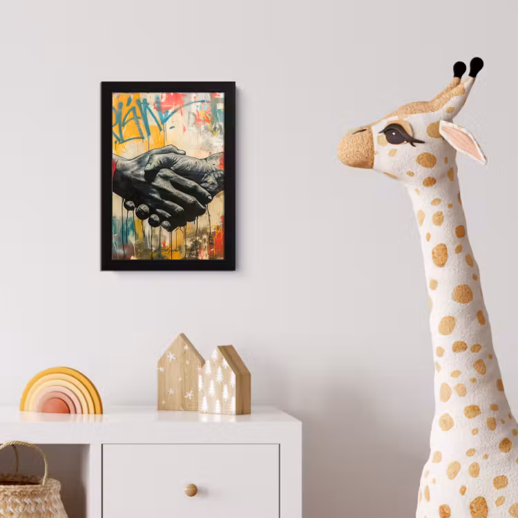 Graffiti - Rozen - Handen - Street art - Banksy fotolijst zwart zonder passe partout klein -usfeer4_kinderkamer