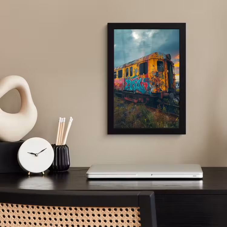 Graffiti - Trein - Street art - Verlaten fotolijst zwart zonder passe partout klein -sfeer1