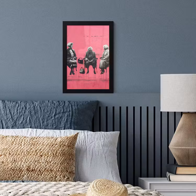 Graffiti - Vintage - Zwart - Street art - Roze - Banksy fotolijst zwart zonder passe partout klein -sfeer3