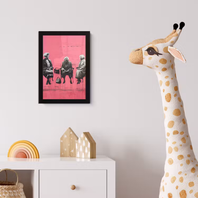 Graffiti - Vintage - Zwart - Street art - Roze - Banksy fotolijst zwart zonder passe partout klein -usfeer4_kinderkamer