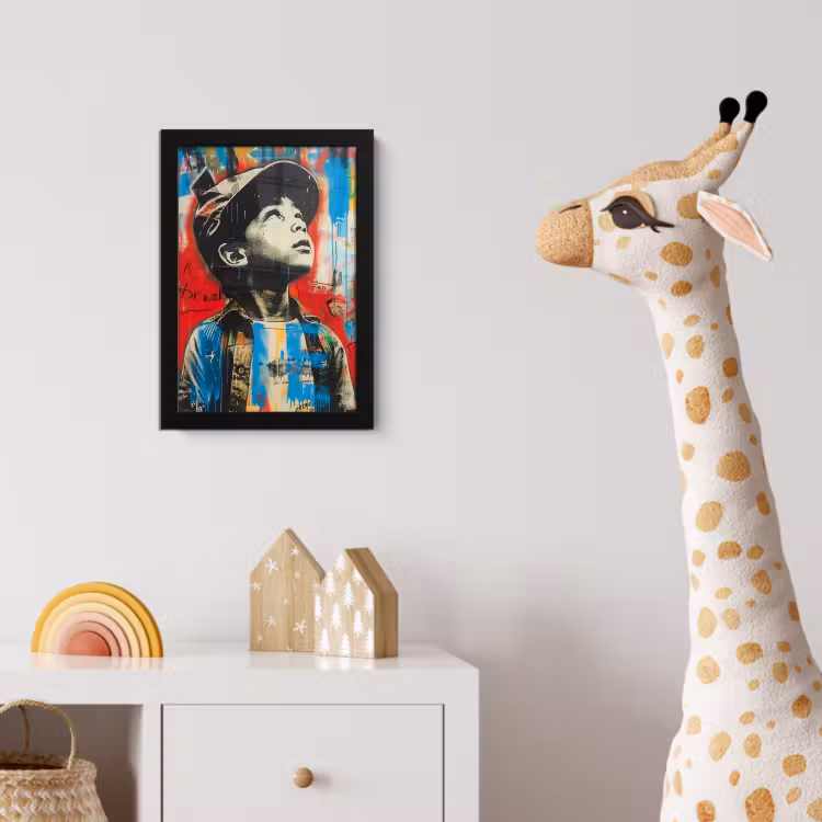 Graffiti - Vintage - Jongen - Street art - Neon - Banksy fotolijst zwart zonder passe partout klein -usfeer4_kinderkamer