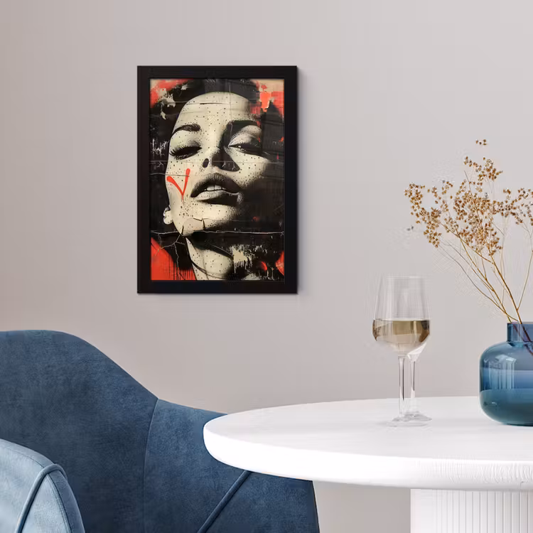 Graffiti - Vrouw - Rood - Street art - Banksy fotolijst zwart zonder passe partout klein -sfeer4