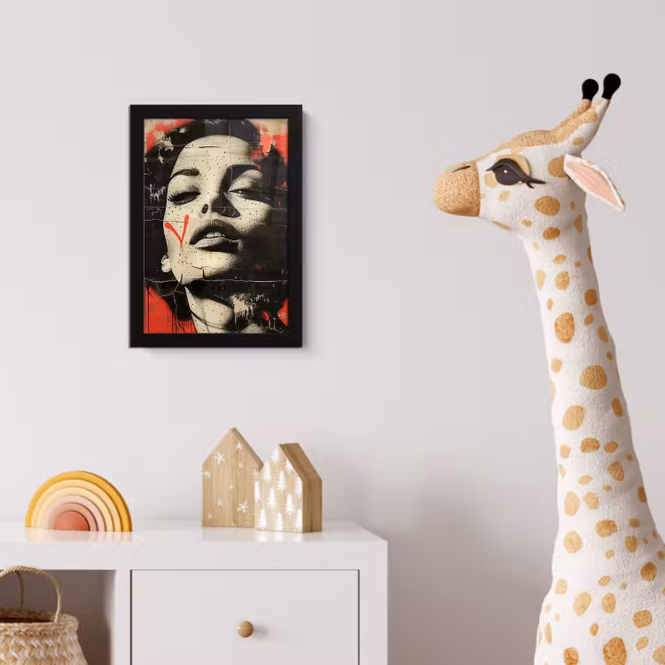 Graffiti - Vrouw - Rood - Street art - Banksy fotolijst zwart zonder passe partout klein -usfeer4_kinderkamer