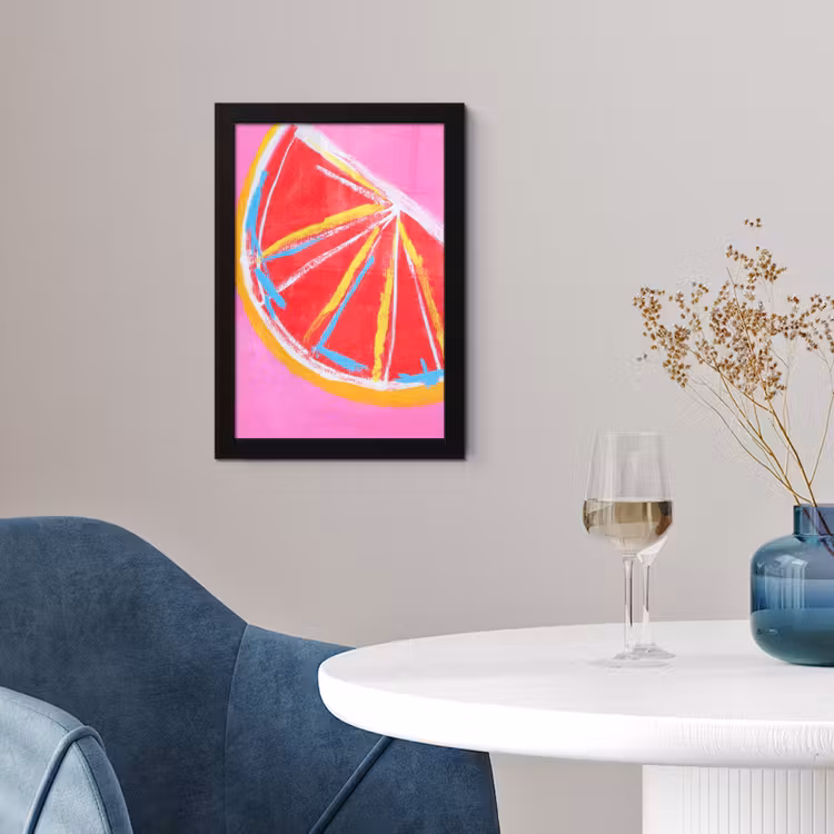 Grapefruit - Geschilderd - Roze - Strepen fotolijst zwart zonder passe partout klein -sfeer4