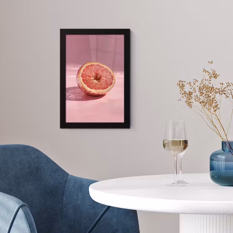 Grapefruit - Roze - Disco - Shiny fotolijst zwart zonder passe partout klein -sfeer4