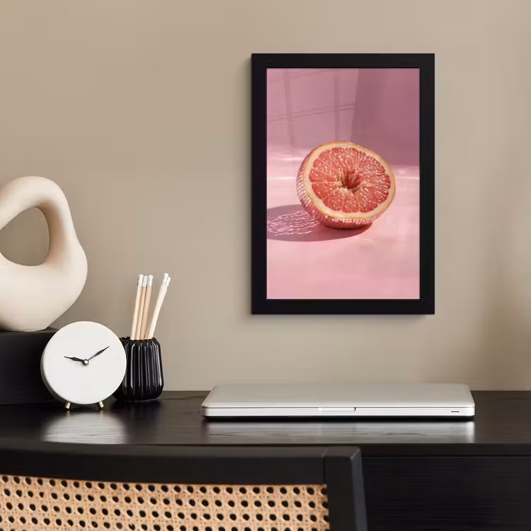 Grapefruit - Roze - Disco - Shiny fotolijst zwart zonder passe partout klein -sfeer1
