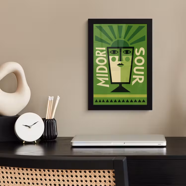 Grafisch - Art - Cocktail - Groen fotolijst zwart zonder passe partout klein -sfeer1