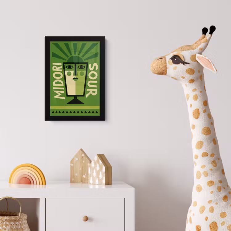 Grafisch - Art - Cocktail - Groen fotolijst zwart zonder passe partout klein -usfeer4_kinderkamer