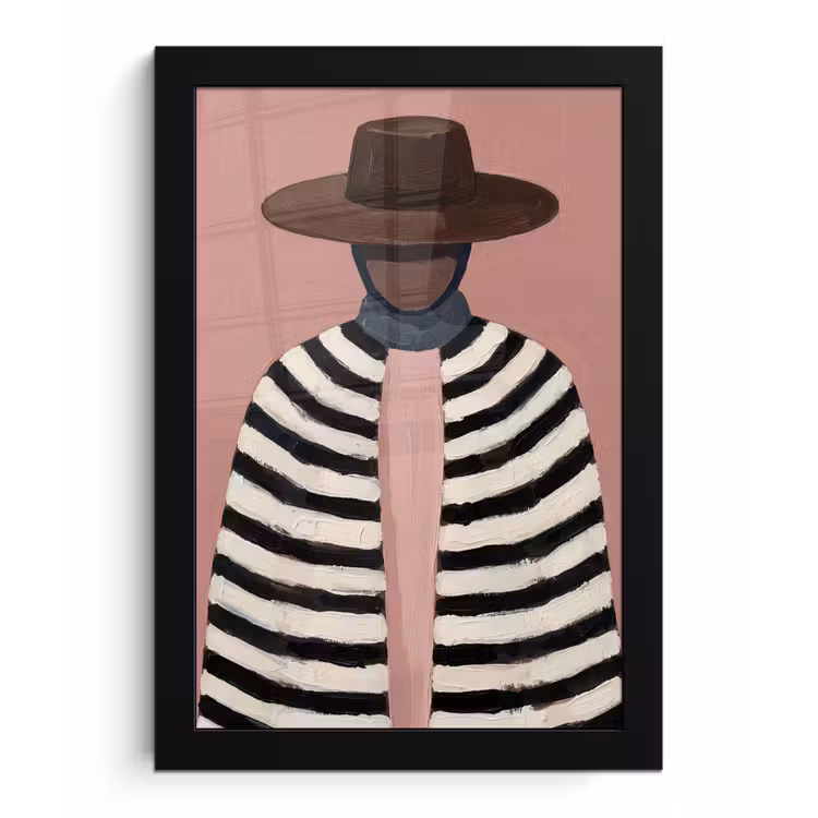Grafisch - Vrouw - Roze fotolijst zwart zonder passe partout klein -3d