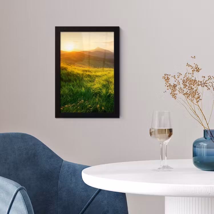 Gras - Heuvels - Zon - Natuur - Landschap fotolijst zwart zonder passe partout klein -sfeer4