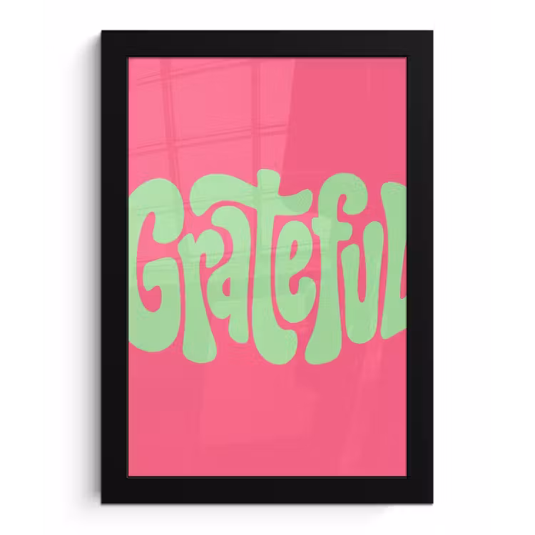 Grateful - Groen - Grafisch - Vloeiend fotolijst zwart zonder passe partout klein -3d