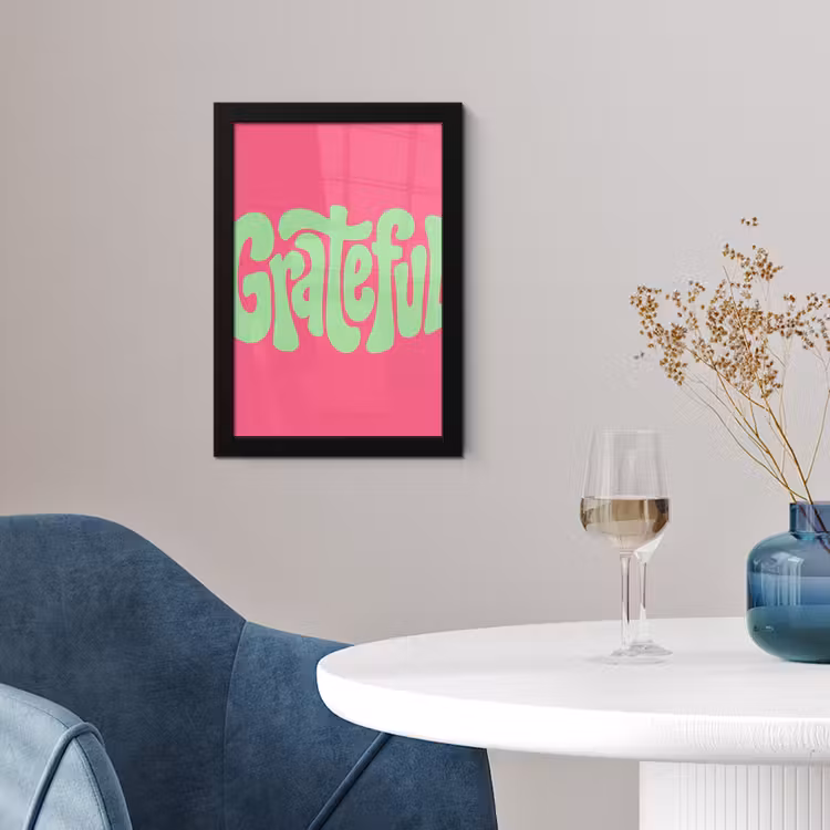 Grateful - Groen - Grafisch - Vloeiend fotolijst zwart zonder passe partout klein -sfeer4