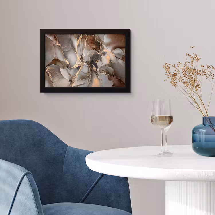 Grijs - Goud - Marmer - Marmerlook fotolijst zwart zonder passe partout klein -sfeer4