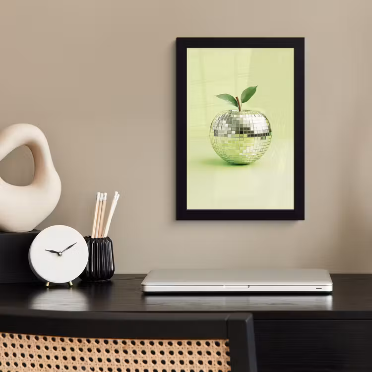 Groen - Disco - Decoratie - Appel fotolijst zwart zonder passe partout klein -sfeer1