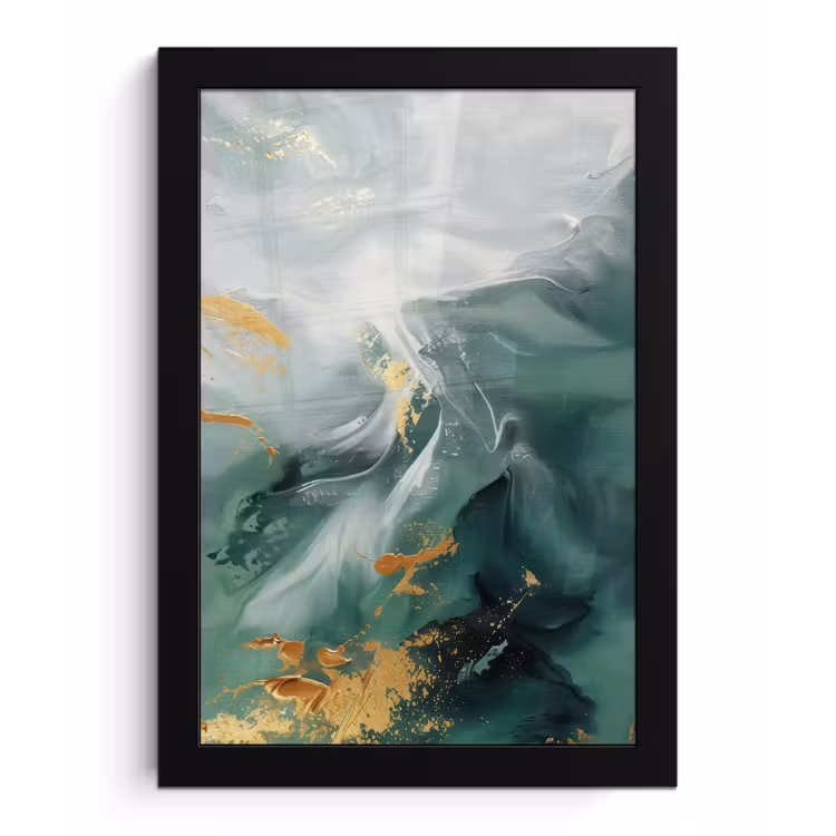 Groen - Modern - Marmer - Abstract fotolijst zwart zonder passe partout klein -3d