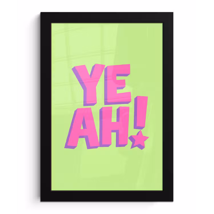 Groen - Neon - Quote fotolijst zwart zonder passe partout klein -3d