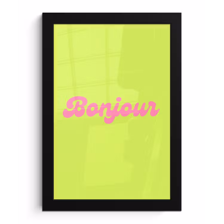 Groen - Roze bonjour - Retro fotolijst zwart zonder passe partout klein -3d